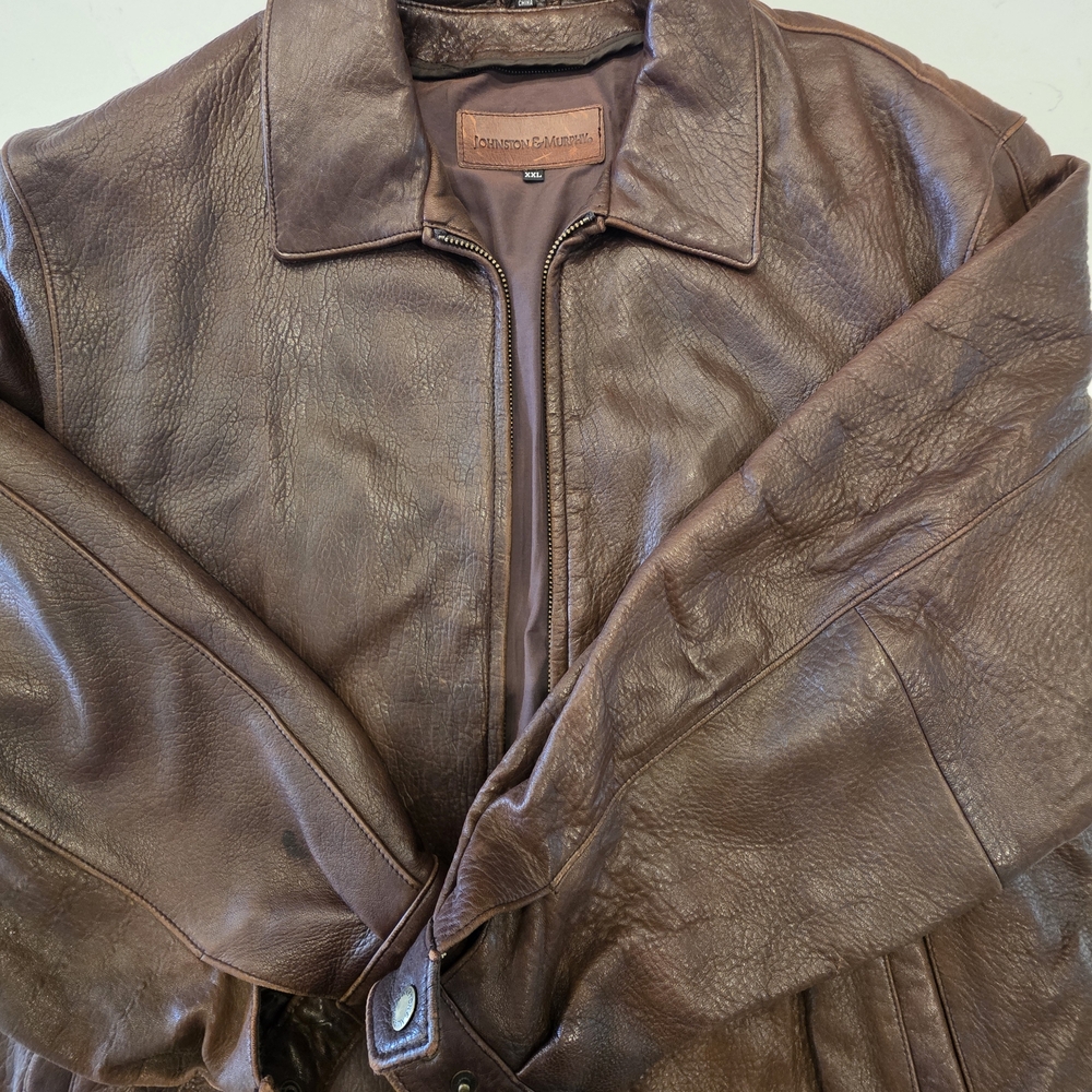Cole Haan Brown Leather Bomber Jacket